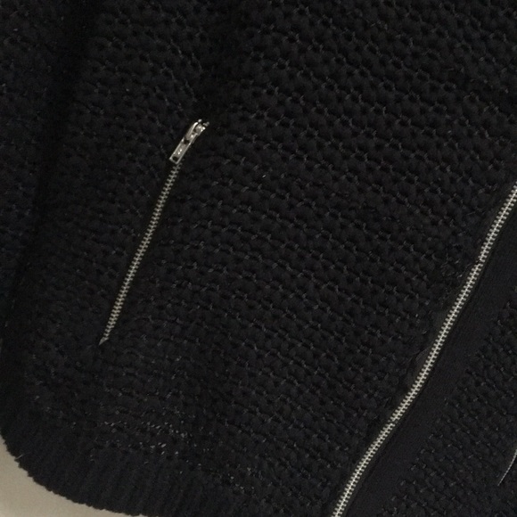 NWT!* Black Knit Zip-Up Sweater w/ Silver Zippers - Picture 6 of 8